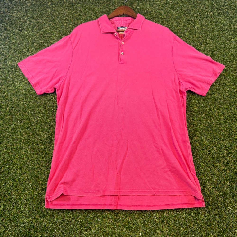Johnnie-O Hangin Out Mens XL Pink Pique Short Sleeve Polo Shirt Solid Casual
